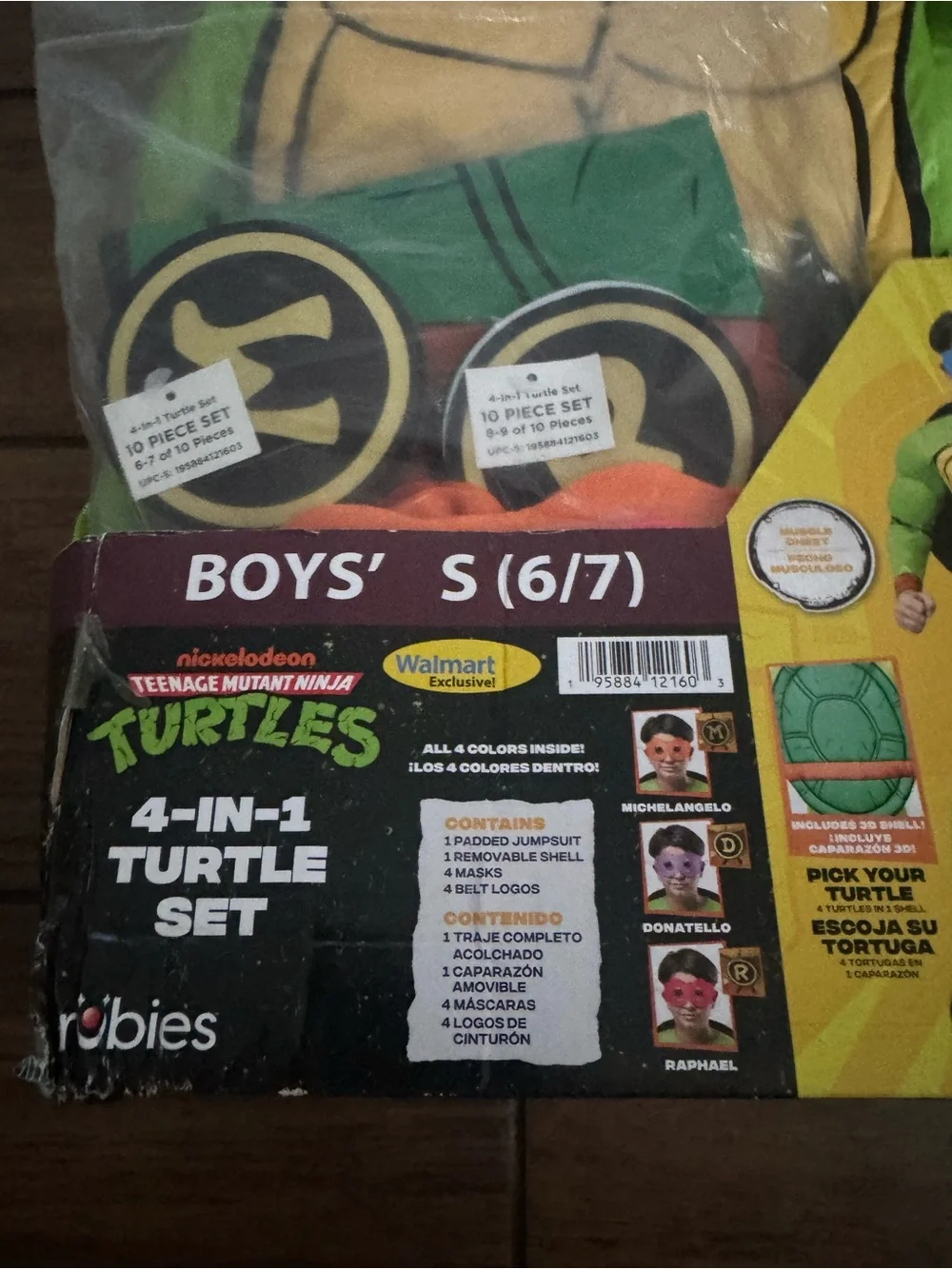 NICKELODEON Boys Teenage Mutant Ninja turtles 4-in-1 turtle Halloween set -S 6/7